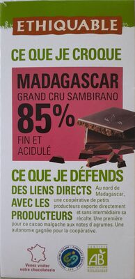 Madagascar Grand Cru Sambirano 85% Fin Et Acidulรฉ